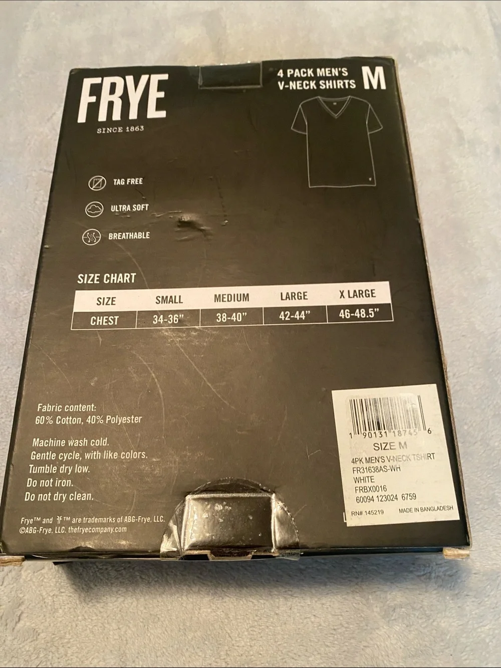 Frye Men's V-Neck T-Shirts in White (4-Pack)